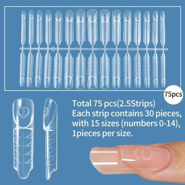 60/75/150 pcs Space French Dual Forms Nail Molds 15 Sizes Reusable A2