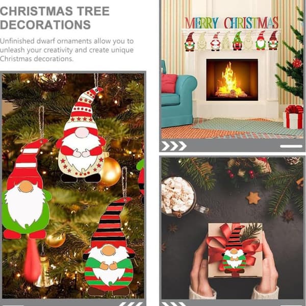 60 stk. juletrepynt i tre – DIY malbare hengende dekorasjoner