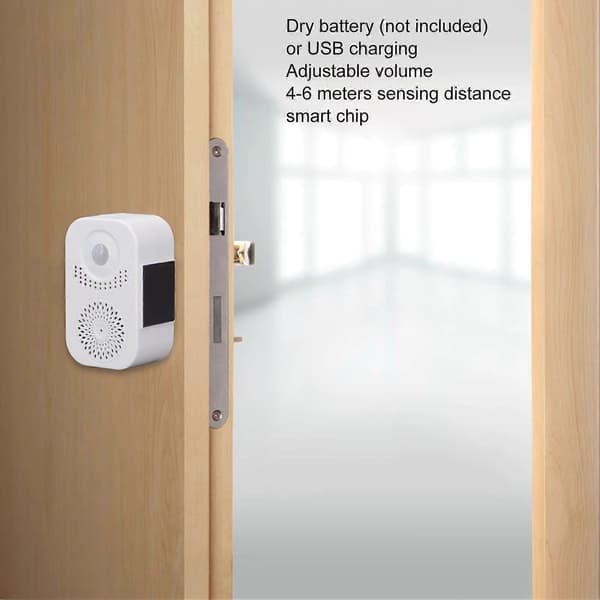 SSRGV Wireless Motion Sensor Doorbell Voice Reminder Welcome Chime Ringtones Volume Adjustment USB Charging for Home Store
