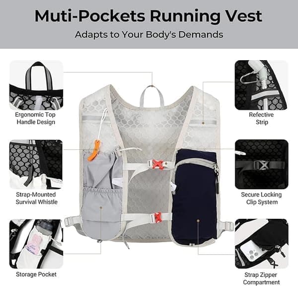 Hydration Pack / Running Vest with Reflective Design – Lightweight & Comfortable for Running, Hiking, Cycling, Marathon