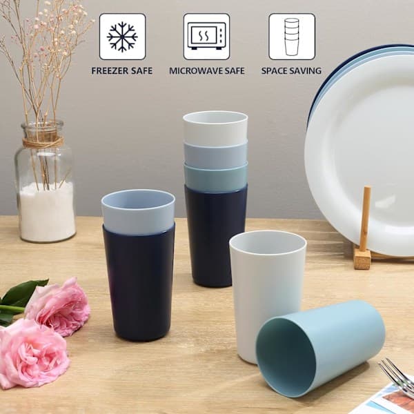 450 ml unbreakable plastic glasses, 8-pack, lightweight, BPA-free, eco-friendly, reusable, dishwasher and microwave safe