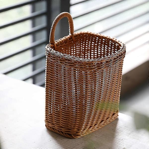 Basket with handle, woven hanging baskets for living room, fruit sundry organizer, hand-woven basket