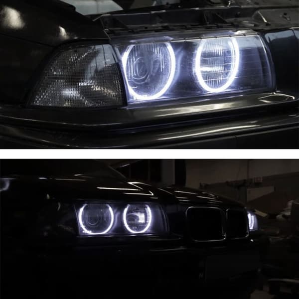 4 stk hvite CCFL LED-frontlys øyne Halo Ring DRL blinklys for E36 E46 E39 E38