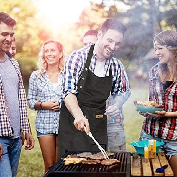 Forklæde til damer og herrer, grillmester, kok, kunstner, lærred, justerbart køkkenforklæde-FF-