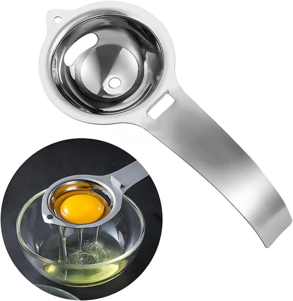 Eggseparator, eggehvite- og eggeplommseparator, rustfritt stål, helse og sikkerhet, separator, kjøkkenredskap 1 stk