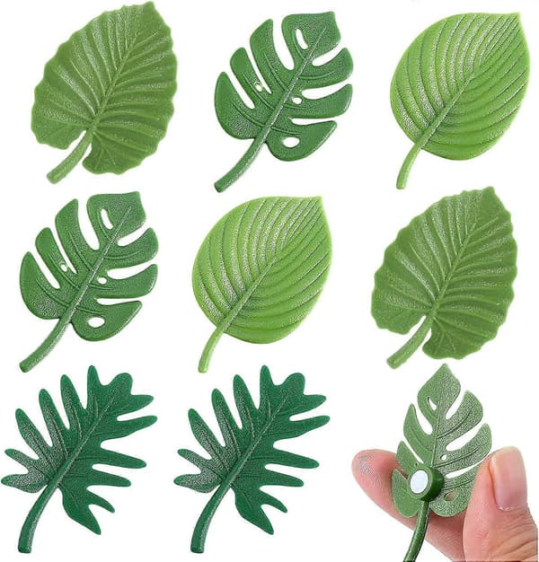 Leaf Refrigerator Magnets, Green Plants, 8 Pcs Magnets in Four Different Styles, Suitable for Refrigerators, Kitchens, Offices