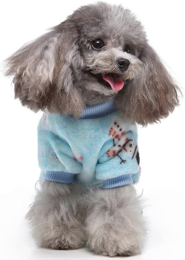 Julepyjamas til hunde og katte med snefnugmønster, varm, blå, størrelse M