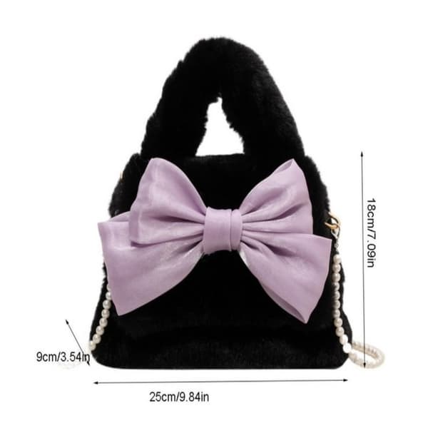 Dame taske Fluffy plys skuldertaske PINK