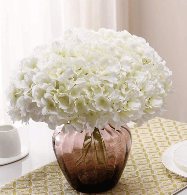 10 stykker hvide hortensia silkeblomsthovedpose elfenbenshvid