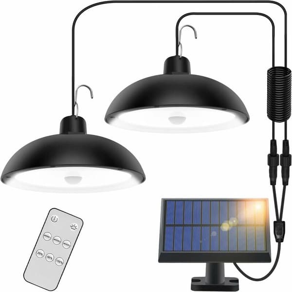 Solar lamp outdoor, 78 LED 4 modes with motion sensor, remote control, 360° adjustable solar panel, 3 brightness levels, IP65 waterproof solar chandelier