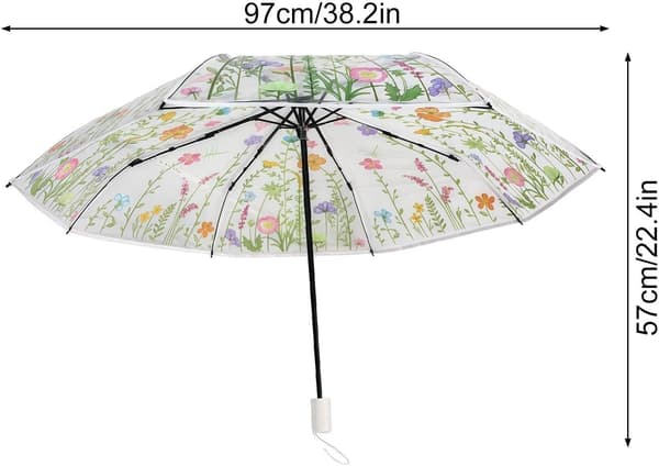 gennemsigtig paraply, automatisk åbning og lukning, blomstret paraply -