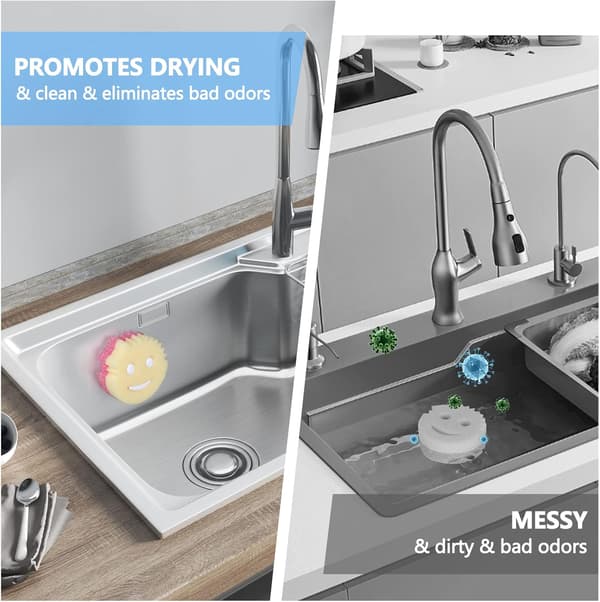 Sponge Holder, Sink Caddy for Scouring Sponges with Suction Cup Set