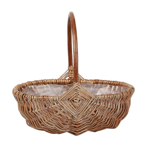 Wicker Flower Storage Basket High Quality Handle Storage Beige Hand-woven S S
