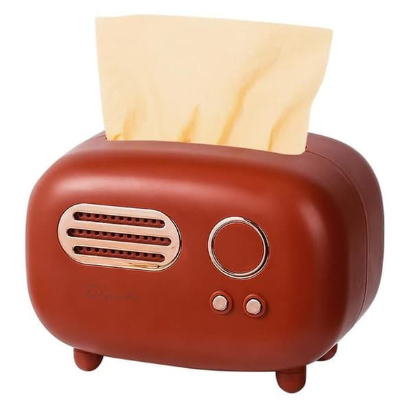 Servietboks - OKUMGGYJ - Retro Radiodesign - Rød - 19.7 x 13.2 x 13.8 cm[DB]