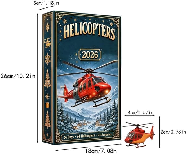 Fly julekalender, 24 akrylpynt til hjemmehelikopter - helicopter