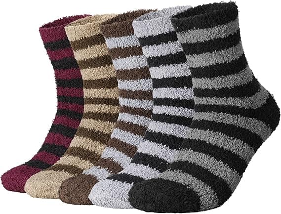 5 Pairs Fluffy Socks Men, Fuzzy Bed Socks Warm Sleeping Socks Therm