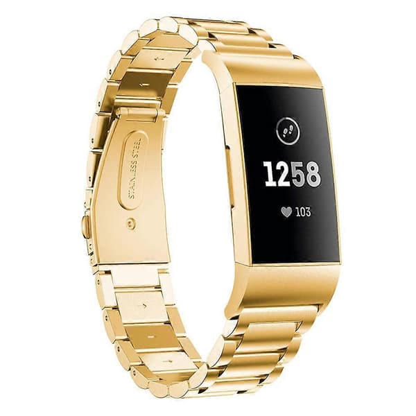 xDfind Tre Pärlor Quick Release Metal Watch Band (FMY) Guld til Fitbit Charge 4 / 3 Gold For Fitbit Charge 4 / 3