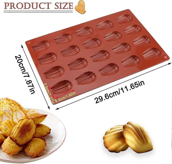 Silikon Madeleineform, 20-hulls Madeleineform, Madeleine Bakeform, Silikon Madeleineform