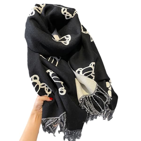 Tecknad björnhalsduk dammode high-end sjal vinter tjock halsduk