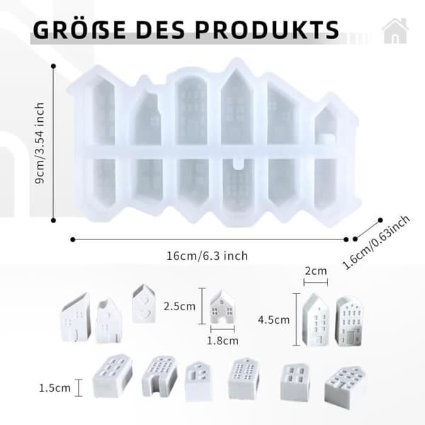 Silikoneforme - Uspecificeret - Minihus - 12 Dele - Fleksible - Non-Stick