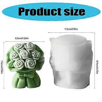 3D Rosebuket Lysform Silikoneform til Håndværk Aromaterapi Lys Valentinsdag Gave Håndværksmaterialer