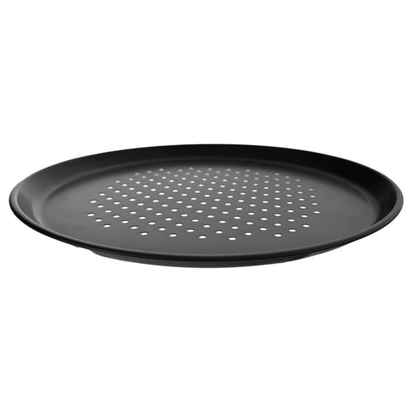 Round pizza tray with perforated bottom and non-stick coating 341