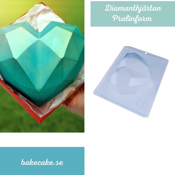 Pralineform Diamant Hjerte 500g Chokoladeform - BWB 9838 - Special 3-delt form Transparent transparent