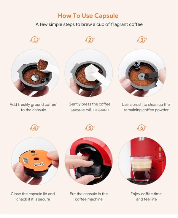 Bosh Tassimo Coffee Capsule Reusable Eco-Friendly 200ml Orange Orange one size