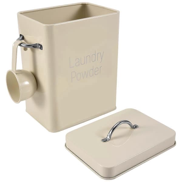 3L Beautiful Powder Detergent Boxes Storage with Scoop Cream White