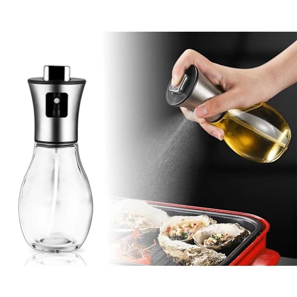 Oljesprayflaske, jevn tåke glassoljedispenser for matlaging, grilling, steking og baking, gjennomsiktig 200 ml Gjennomsiktig Transparent
