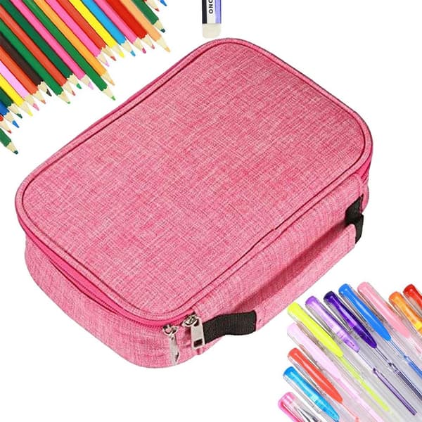 Pencil Case with 72 Slots, Large Capacity, Pen Holder, Pink Color