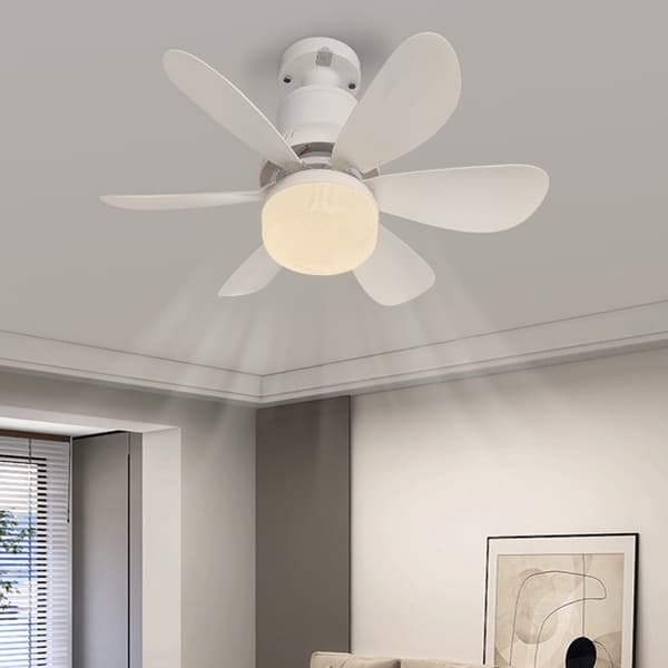 Loftventilator med LED-lys 6 blade Støjsvag luftkøleventilator med timer til camping seng sovesal hvid White