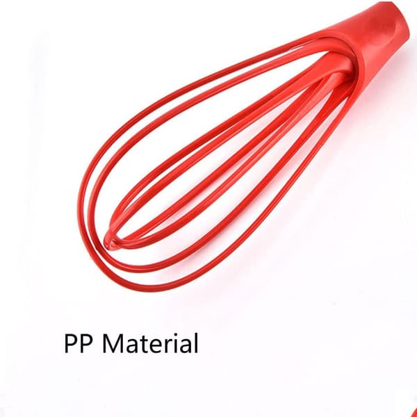 29CM Plastic Flat Whisk Thick Wire Egg Beater Whisk Non-Stick Kitchen Utensil for Cooking Mixing Whipping Stirring (Red)