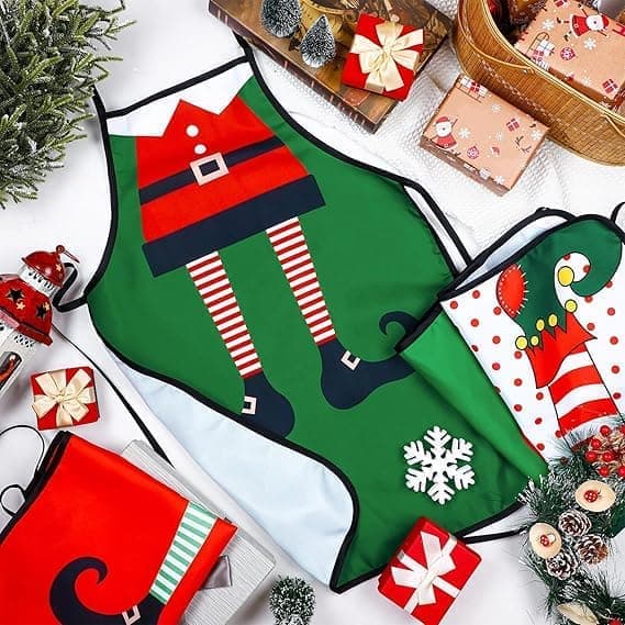 4-pack Christmas Apron Adjustable Kitchen Accessory BBQ Funny Apron for Women_OF