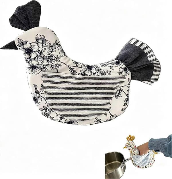 Chicken Shaped Heat Resistant Oven Mitt, Cute Chicken Potholder for Kitchen & BBQ Use