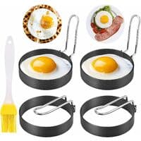 4-pack rostfritt stål äggringar med non-stick metallringar för McMuffin äggmackor, stekta ägg, äggkokare, 4-pack