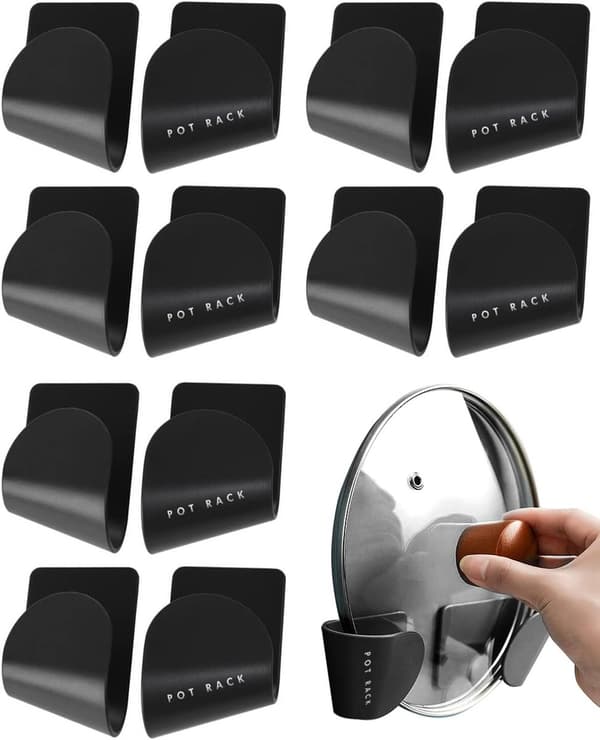 Pot Lid Holder - Lid Holder - 6 Pieces - Lid Storage Rack - Adjustable - Kitchen Cabinet Organizer