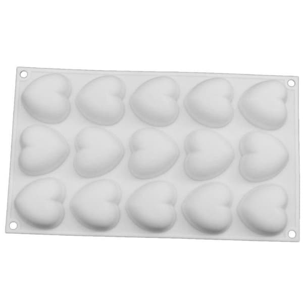 Hjerte Silikoneform Mousseform Hjerter 15 stk Chokoladeform Vit white