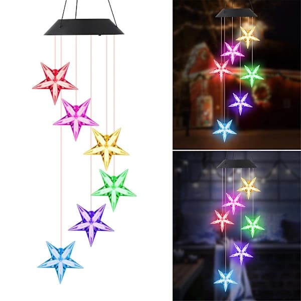 Solar Wind Chime Color Changing Wind Chime Waterproof Hanging