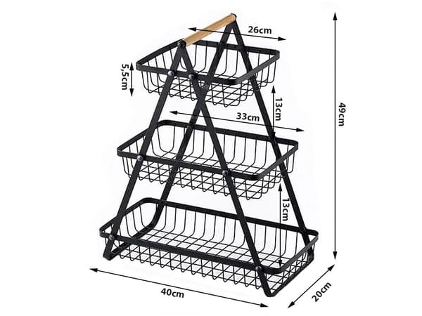Kitchen Rack LOFT - Three-tier metal shelf with baskets 1356