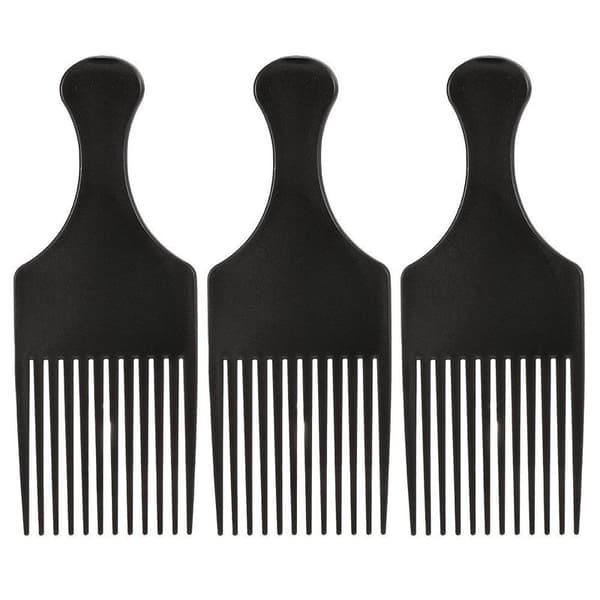 3-delt afro-kam med håndtag til tykt, krøllet og langt hår