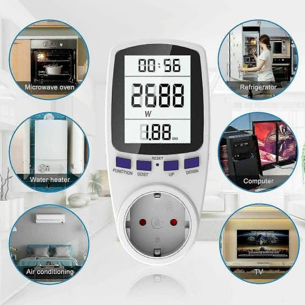 Energikostnadsmåler Effektmåler Effektmåler Effektmåler Uttak 230v 16a Eu-kontakt Modell 2 Model 2
