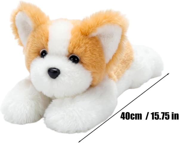 plyshund, liggende, 39,9 cm a - Ein