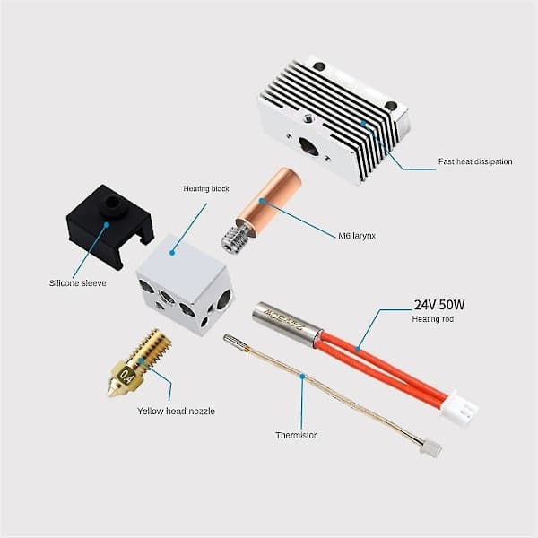 For Neptune 4 4pro Komplett Hotend Varmeelement Termistor Pom Hjulstrømper Koblingsdeler 3D-skriver