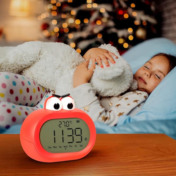 1 Piece Red Child-Friendly Digital Alarm Clock with Night Light and Timer