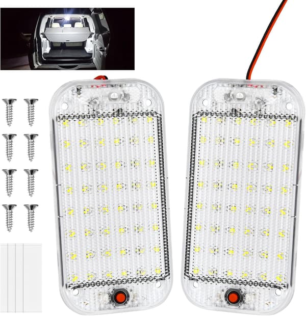 LED interiørlyslist, 2 STK 48LED 12V interiørlyslist 10W, 800LM Hvit lyslist
