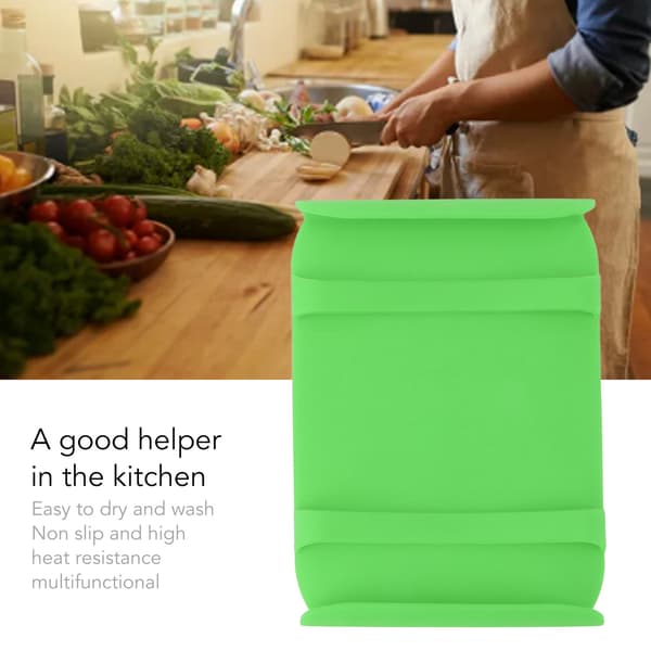 Heat-Resistant Silicone Mat with Handle, Anti-Scald, Non-Slip, Cookware Replacement, Green