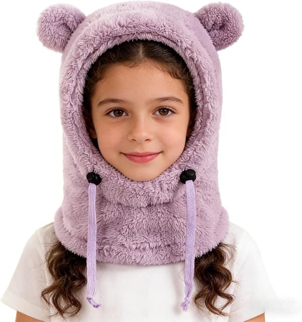 Vinterpannebånd for barn, fleece, varmt hodeplagg, lilla Lila
