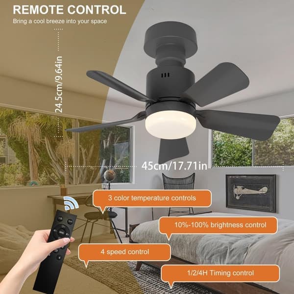 Screw-in Ceiling Fan in Walnut Color – Dimmable LED Fan Lamp (E27) with Remote Control – 4 Speeds and 3 Light Temperatures –