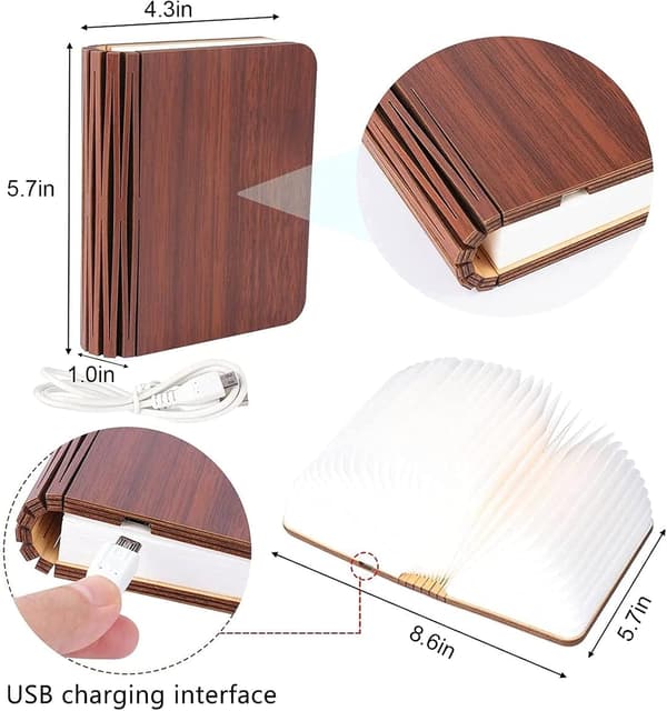Tre sammenleggbar LED-boklampe, 360° sammenleggbar magnetisk boklampe
